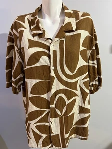 Zara Linen Blend Viscose Cream Brown Mens Shirt XL - Bild 1 von 7