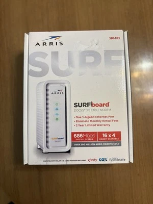 ARRIS Motorola SURFboard Cable Modem SB6183 DOCSIS 3.0 600 White - Image 1 of 4