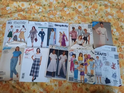 1980s-1990s 10 piece sewing pattern womens and kid lot - Image 1 of 3