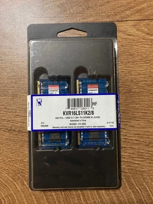 Kingston KVR16LS11K2/8 8GB (4GBx2) PC3L-12800 204-Pin SODIMM Laptop RAM - Image 1 of 3