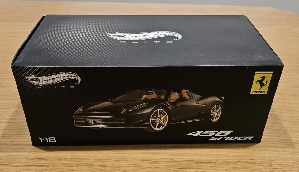 Hot Wheels Elite Ferrari 458 Italia Spider Negro 1/18 Diecas Foto 1 de 4
