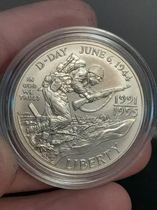 1991 - 1995 World War II 50th Commemorative BU Silver Dollar Coin IN CAPSULE - Picture 1 of 2