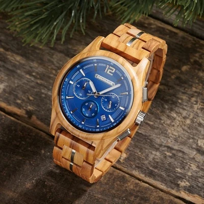 Reloj pulsera de madera con estilo de diseño de lujo para hombre reloj de cuarzo caja de regalo Foto 1 de 4