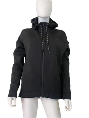 Jaqueta SWEATY BETTY Cross Train Scuba Hoodie Feminina G Zíper Completo Preta Ginástica Yoga - Imagem 1 de 4