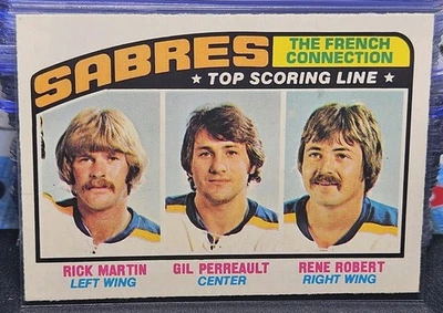76-77 O-Pee-Chee Buffalo Sabres Scoring Line Perreault Martin Robert  - Image 1 of 2