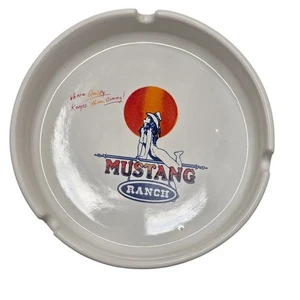 Vintage Mustang Ranch Ashtray Nevada Brothel Advertising Ceramic Collectible 5" - Picture 1 of 10