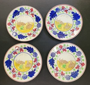 4 Lot Antik FROSCH Kaninchengeschirr TELLER Set Staffordshire Spritzgeschirr Stab Spritzer - Bild 1 von 12