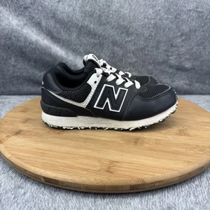 New Balance 574 Shoes Boys Size 12 Black White PC574BW1 Athletic Sneakers Youth - Picture 1 of 10