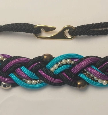 Vintage 80s 90s Boho Women's Belt Woven Braided Fabric Cord Stretchy 36 Inches - Image 1 of 4