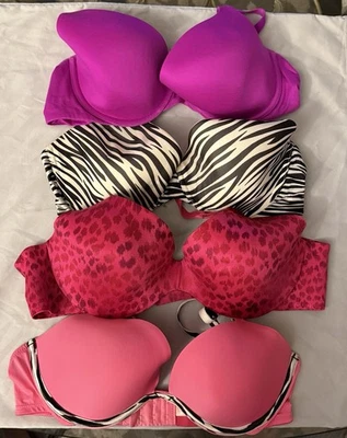Victoria's Secret 36C Lote De 4 Sujetadores Y2K Estampado Cebra Múltiples Estilos 🦓🌸 Foto 1 de 4