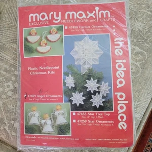 Mary Maxim Needlepoint Kit Plastic Canvas Angel Ornaments New #47459 Kit Makes 6 - Picture 1 of 3