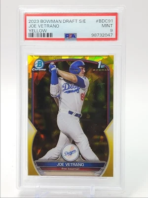 JOE VETRANO 2023 BOWMAN CHROME DRAFT 1ST SAPPHIRE YELLOW MINT /75 PSA 9 Q3110 - Image 1 of 2