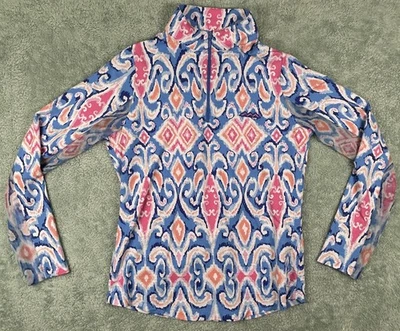 Pullover para mujer IBkul talla XS azul rosa melocotón blanco Ikat elástico golf activo UPF50 Foto 1 de 4