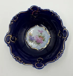 Iris 1922 Cluj Fine Porcelain-Napoca Cobalt w/Gold Accents Dessert/Fruit Dish - Picture 1 of 13