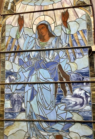 Large Gothic Style Religious Stained Glass Church Window From Roman Church Cover