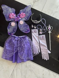 Purple princess butterfly Halloween costume purple tutu wand jewelry crown wings - Picture 1 of 6