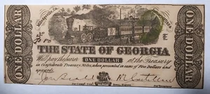 1864 $1 One Dollar The State of Georgia Milledgeville Obsolete Note (PM-323) - Picture 1 of 2