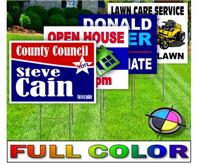 18 x 24 Yard Signs - Custom Design - Full Color - 2 Sided - Stakes Optional - Image 1 of 4