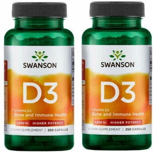 Swanson Vitamin D3 2000IU - 250 / 500 Capsules Bone and Immune Health Supplement - Picture 1 of 5