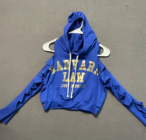 Blush Harvard Law Cutout Hoodie Blue Medium Just Kidding Statement Graphic Punk - Picture 1 of 5