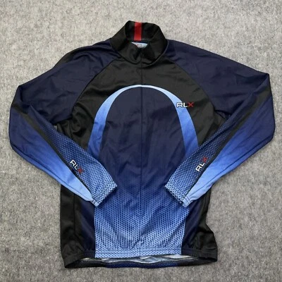 RLX Polo Sport Cycling Jersey Womens Medium Blue 3/4 Zip Long Sleeve Pocket Bike - Image 1 of 4