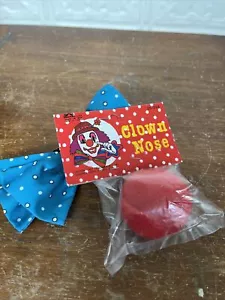 Red Foam Clown Nose And Blue Hair Bow Costume Accessories Halloween Circus - Picture 1 of 7