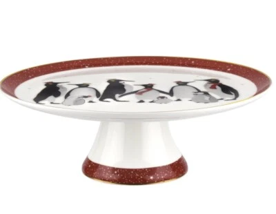NEW Spode SARA MILLER Portmeirion * RED * PENGUIN FOOTED CAKE DISH - Plate - Image 1 of 4
