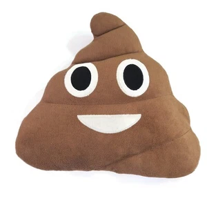 Emoji cara sonrisa caca 12" almohada animal de peluche felpa marrón blanco divertido suave divertido - Imagen 1 de 8