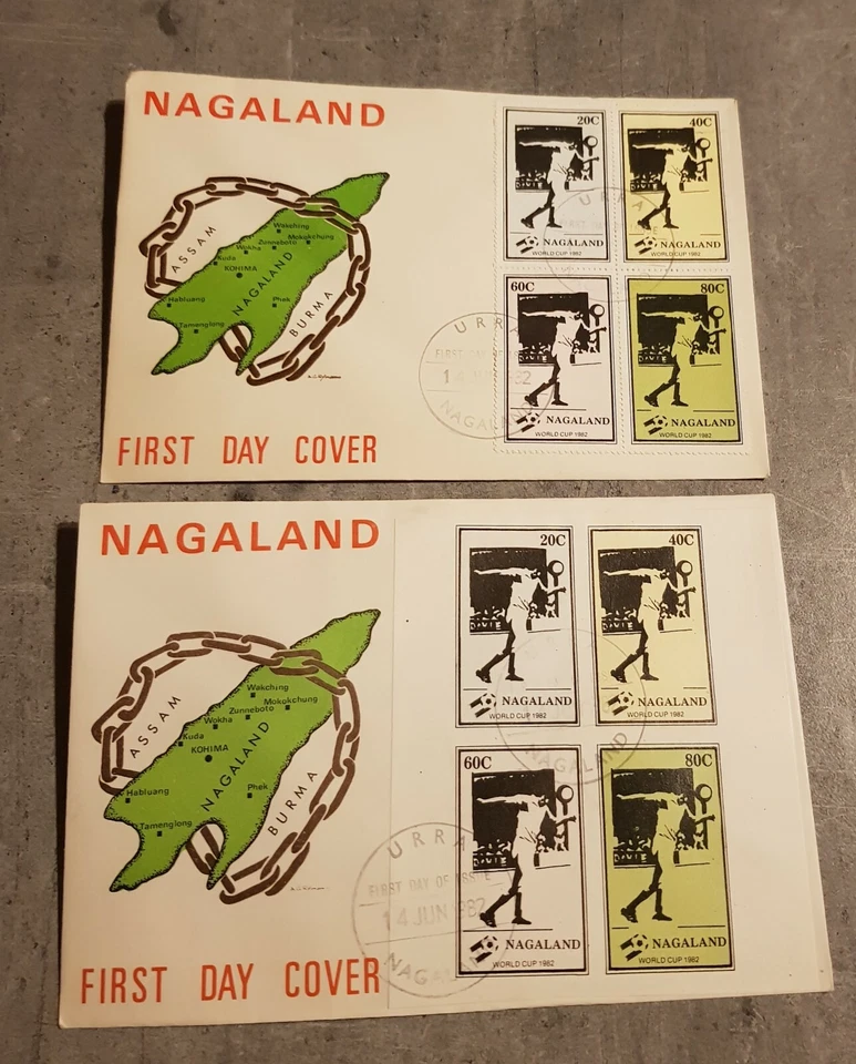 NAGALAND 2 FDC  FOOTBALL WORLD CUP 1982  - Image 1 of 1