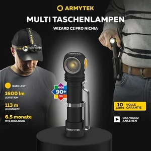 Armytek New Linterna Frontal LED Wizard C2 Pro Nichia Linterna Recargable USB Cálida - Imagen 1 de 23