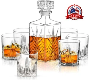 Decantador De Cristal Con 5 Vasos Set De Whisky Y Bebidas Alcoholicas - Bild 1 von 9