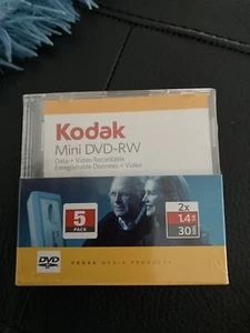 Kodak Mini DVD-RW Data + Video Recordable 2x 1.4GB 30 Min Brand New 5 Pack - Picture 1 of 1