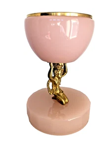 Antique French Pink Opalescent Glass with Gilded Bronze Vase - Picture 1 of 10