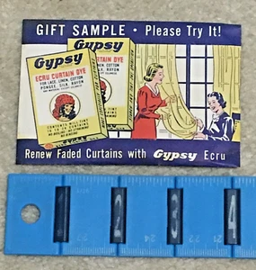Vntg c1940s SAMPLE Gypsy Ecru Curtain Dye Envelope Sealed Unopened Full, 4 x 2.5 - Picture 1 of 9