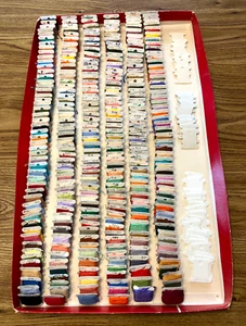 Huge Lot 300 Carded Embroidery Floss Bobbins All Numbered + New Unused Bobbins - Picture 1 of 11
