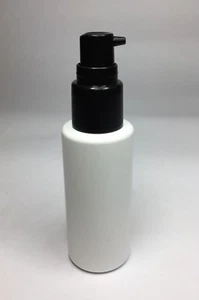 50ml PET Plastic White Gloss Cylindrical Bottle & Black Serum Pump *ANY AMOUNT* - Picture 1 of 2