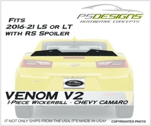 1 PC VENOM V2 FITS 2016+ Camaro RS LS LT Rear WickerBill Spoiler w/ Rivnut Tool - Picture 1 of 9