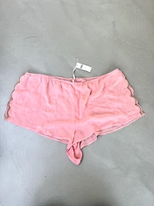Anthropologie Gold Scallop-Trim Pyjama Shorts. Pink/Coral/Gold. XL. RRP £40 - Picture 1 of 4