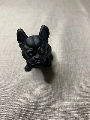 Estatuilla firmada vintage del Bulldog Francés Westmoreland negra con cuello dorado Foto 1 de 4