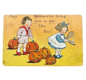 Vintage Raphael Tuck Halloween Children 1912 Jack O Lanterns Postcard Series 188 - Picture 1 of 2