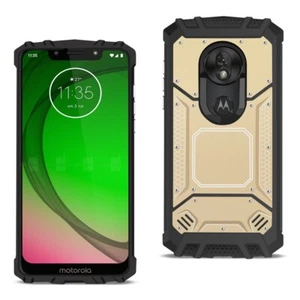 Motorola Moto G7 Play Magnetic Plate Hard TPU Frame Stainless Steel Cover Gold - Picture 1 of 4