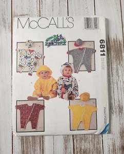 Vintage McCall’s 6811 UNCUT Baby Rompers & Hats Sewing Pattern 1990s Unisex - Picture 1 of 3