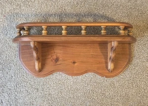 Vintage Country Farmhouse Solid Wood Wall Decor Shelf w/Rail ~ 12"L x 4"W x 6"H - Picture 1 of 6