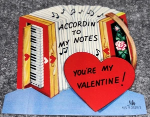 Vintage Valentine Card Accordion To My Notes Stand Up Band Music - Picture 1 of 4