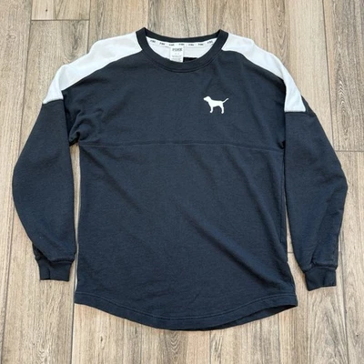 Victoria’s Secret LOVE PINK Perro Negro/Blanco Cuello Redondo Sudadera Talla Pequeña/S Foto 1 de 4