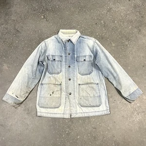 Vintage Big Mac Distressed Chore Jacket Blue Wash Denim Barn Coat Sz L/XL Read - Picture 1 of 14