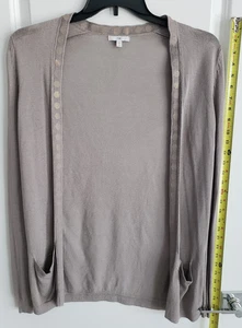 Gap Long Sleeve Open Front Rayon Knit Cardigan Taupe Lightweight Size S Pockets - Picture 1 of 8