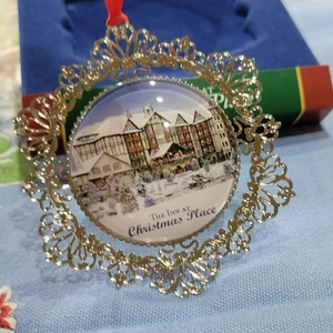 Pigeon Forge The Inn at Christmas Place Ornament Dome & Brass Silver Finish - Picture 1 of 11