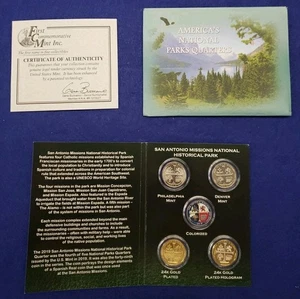 Cuartos de galón ATB 2019 coloreados/chapados EE. UU. Juego de 5 monedas Parks con cápsulas ~ L👀K - Imagen 1 de 2