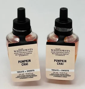 2 BATH & BODY WORKS PUMPKIN CHAI WALLFLOWER FRAGRANCE REFILL BULB PLUG IN LOT - Picture 1 of 4